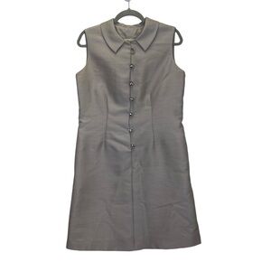 Vintage Richard Frontman 1960s Gray Button Up Collared Sleeveless Dress